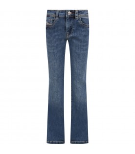 Blue jeans for girl with loged patch