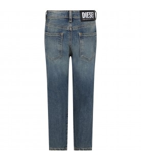 Blue jeans for boy with black patch