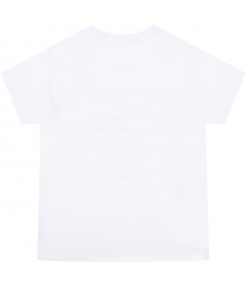 White t-shirt for baby boy with multicolor logo