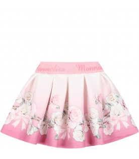 Pink skirt for baby girl with roses