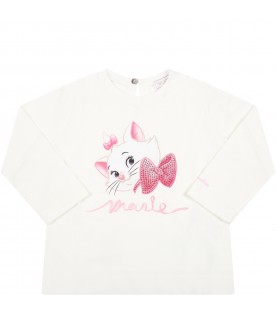Ivory t-shirt for baby girl with Aristocats