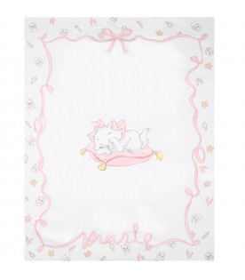 White blanket for baby girl with Aristocats