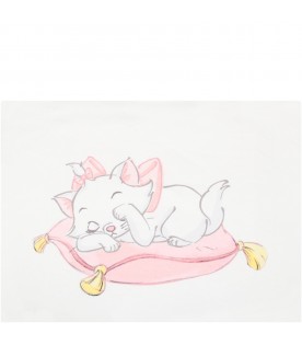 White blanket for baby girl with Aristocats