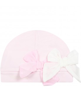 Pink hat for baby girl with bows