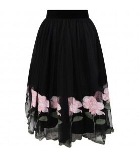 Black skirt for girl with roses
