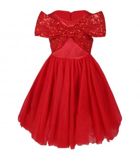 Red dress for girl with bow