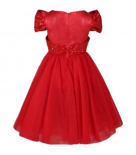 Red dress for girl with bow