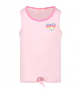 Pink tank top for girl with heart