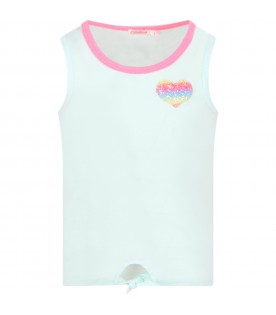 Light blue tank top for girl with heart