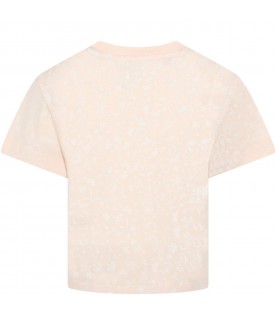Pink t-shirt for girl with flowers
