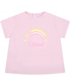 Lilac t-shirt for baby girl with logo