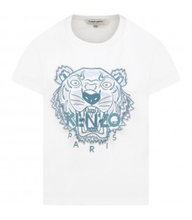 White t-shirt for kids with tiger