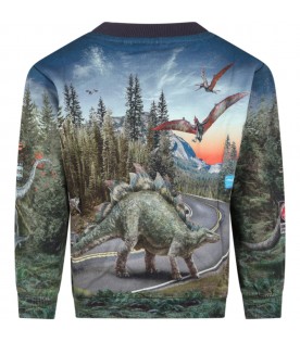 Multicolor sweatshirt for kids with dinosaur
