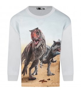 Gray T-shirt for kids with dinosaurs