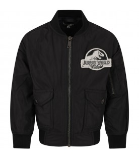 Black jacket for boy with Jurassic World logo