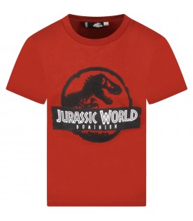 Red T-shirt for kids with Jurassic World logo