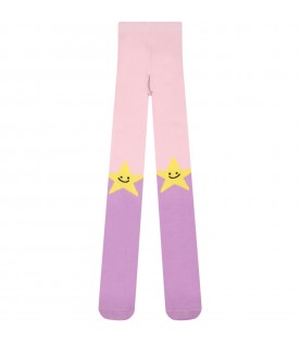 Multicolor tights for girl with yellow star