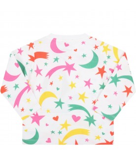 White T-shirt for baby girl with colorful stars