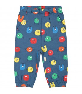 Blue sweatpants for baby boy with colorfuldesigns