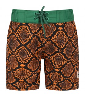 Multicolor shorts for boy with patch logo