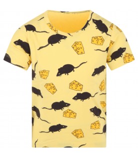 Yellow T-shirt for kids with Mouse print