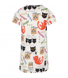 Ivory dress for babygirl with Clairvoyant Cats print