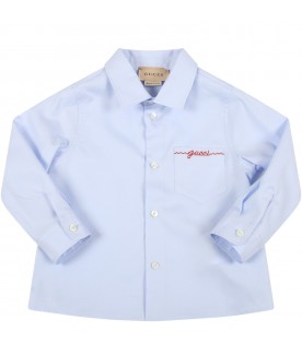 Light blue shirt for baby boy with logo