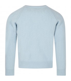 Light blue sweater for kids with double GG