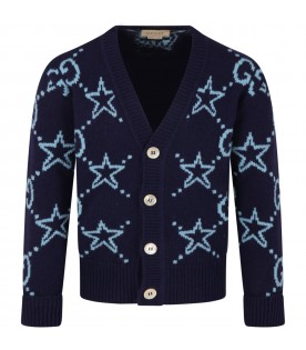 Blue cardigan for kids with stars