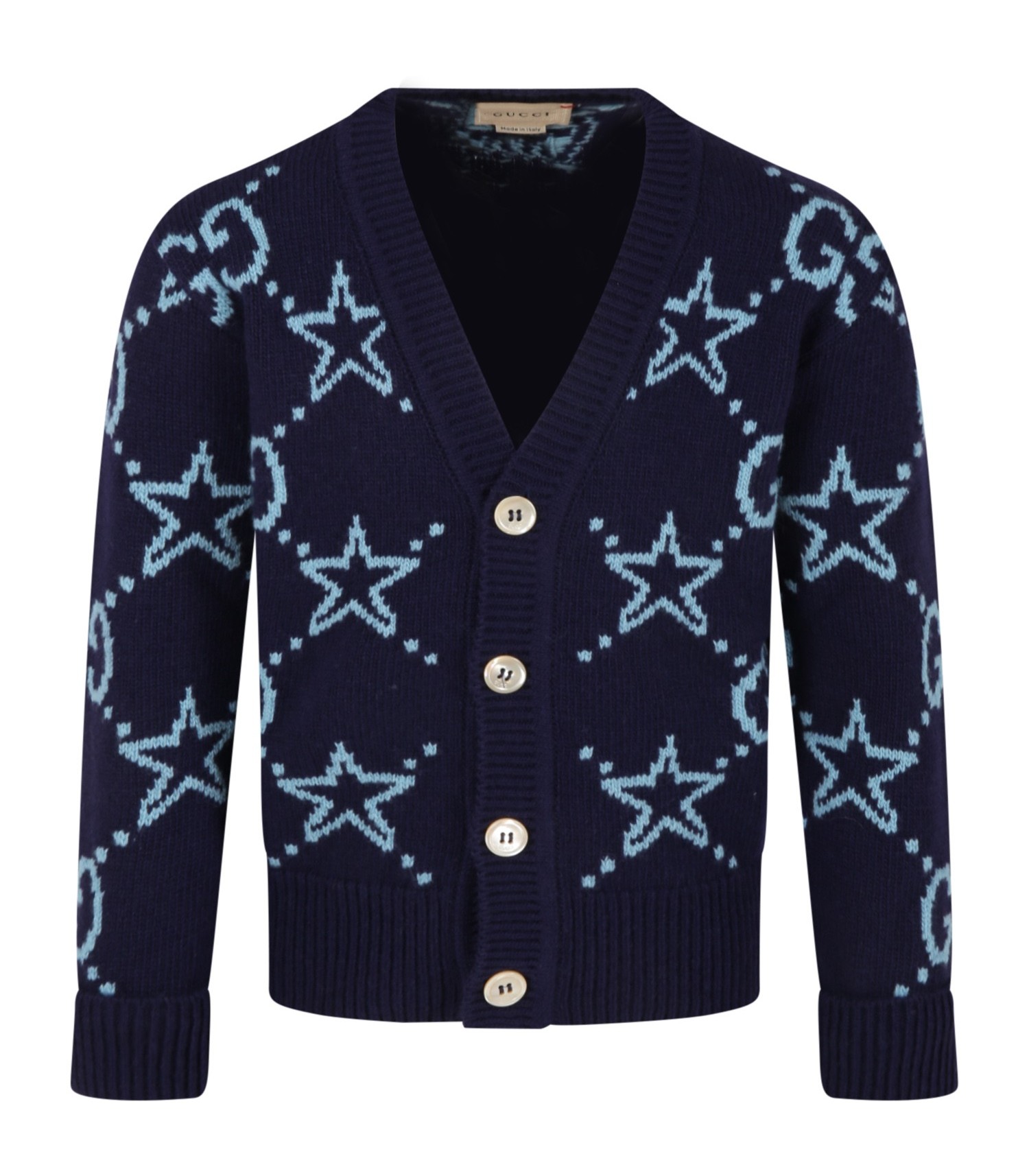 Gucci Kids Blue cardigan for kids with stars