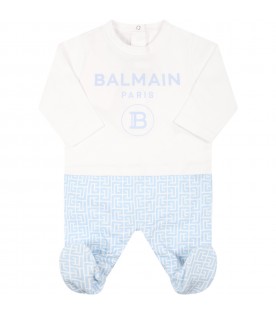 White set for baby boy with light blue logo