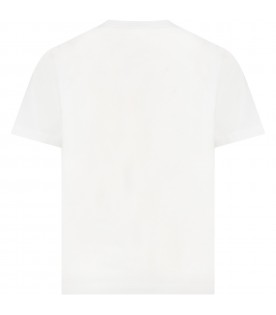 White T-shirt for kids with Mona Lisa and logo