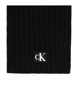 Black scarf for kids with logo
