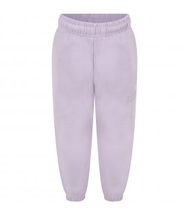 Lilac sweatpants for girl with iconic print