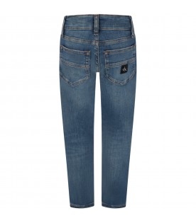 Blue-denim jeans for boy with patch logo