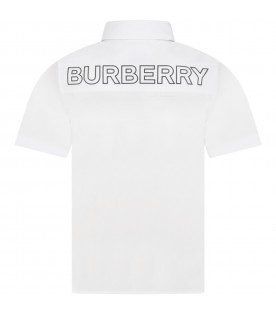White shirt for boy with black logo