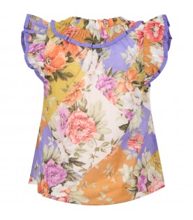 Multicolor blouse for girl with floral print
