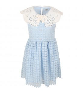 Light blue dress for girl with hearts