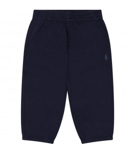 Blue sweatpant for baby boy with pony logo