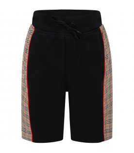 Black shorts for boy with check vintage