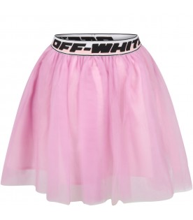 Lilac skirt for girl with logos