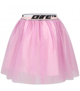 Lilac skirt for girl with logos