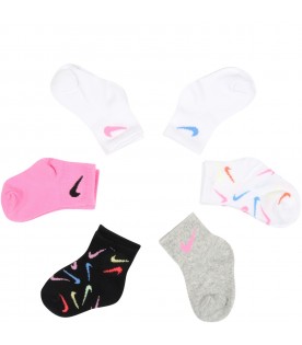 Multicolor set for baby girl with iconic swoosh