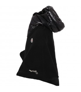 Black poncho for boy with patch logo and white logo