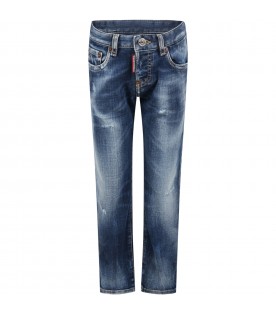 Blue jeans for boy with patch logo