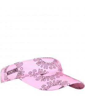 Pink visor for girl with logos