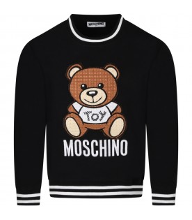 Black sweatshirt for kids with teddy bear