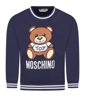 Blue sweatshirt for kids with teddy bear