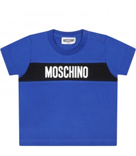 Royal-blue t-shirt for baby boy with logo