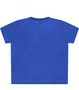 Royal-blue t-shirt for baby boy with logo